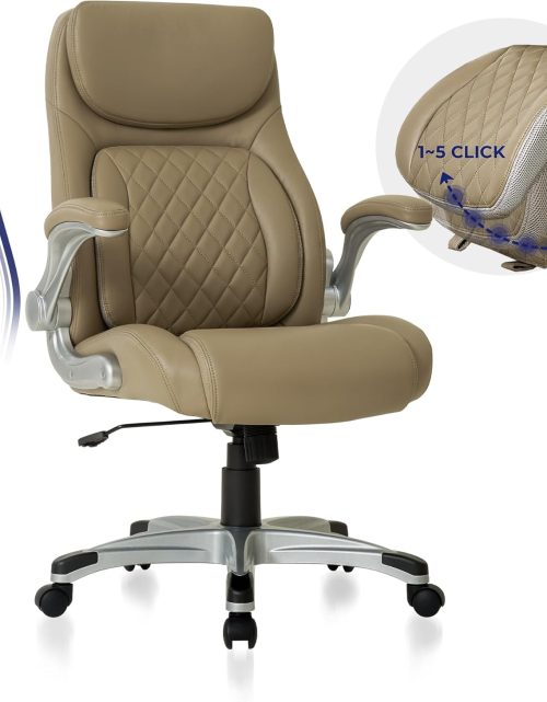 Nouhaus Ergonomic Office Chair Premium Microfiber Leather Adjustable Lumbar Support & Armrests, High Back Comfy Desk Gaming Chairs Executive Computer Swivel Chair Tilt Function(Posture,Taupe)